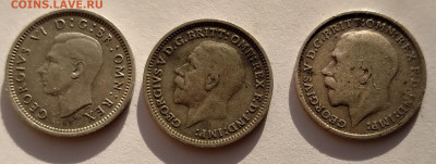 Георг 3 пенса 3шт. 1914,35,39г. серебро до 9.05.21г. 22:00 - 20210504_190333