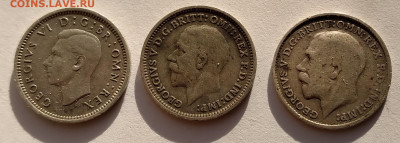 Георг 3 пенса 3шт. 1914,35,39г. серебро до 9.05.21г. 22:00 - 20210504_190425