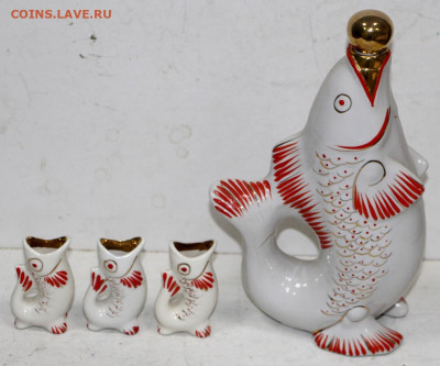 Рыбы. Графин с 3 рюмками. Фарфор- 11,05.21 в 22.00 - ы 101