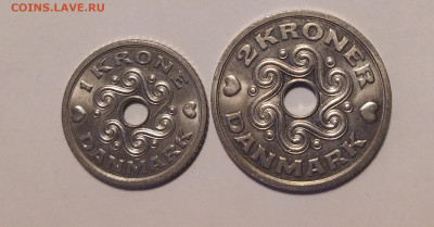 Дания 1 крона 1992г. 2 кроны 1994 г. до 14-05-21 - 1613226674281