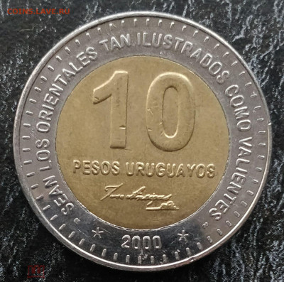 УРУГВАЙ 10 песо 2000 (БИМ) до 11.05 - 189653105.0
