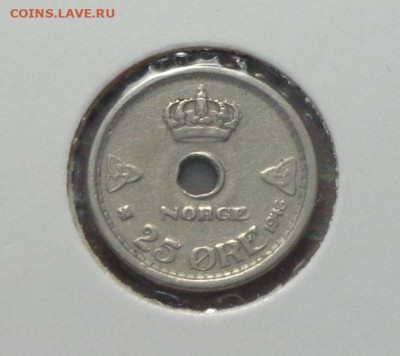 НОРВЕГИЯ - 25 эре 1946 с отверстием до 18.05, 22.00 - Норвегия 25 эре 1946_1.JPG