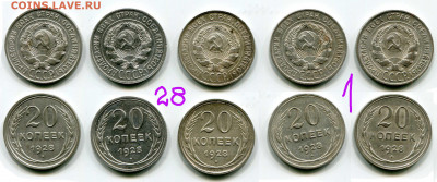 20 копеек 1928 == 10 шт. до 17 мая 2021 22-00 МСК - 20 копеек 1928 = 5 штук №1