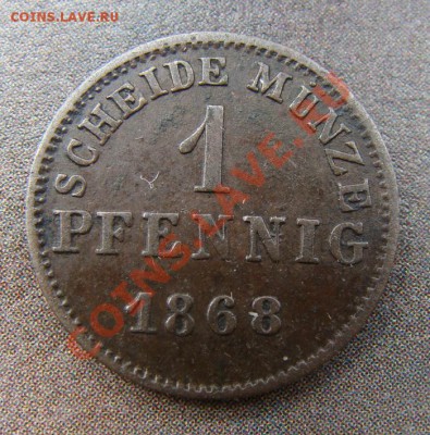 - Германия - Гессен-Дармштадт 1 пф. 1868 -до 21.10.11 в 22 - Coin1183(1)
