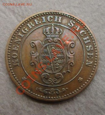 - Германия - Саксония 1 пф. 1863 В - до 21.10.11 в 22 М - Coin1297(2)