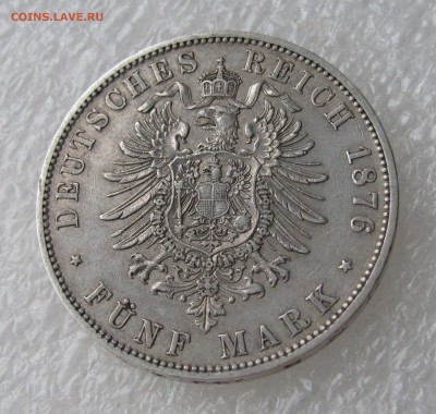 Пруссия. Император Вильгельм I. 5 МАРОК 1876 года. - 5Марок1876 (5).JPG