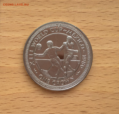 Крона Шайба Остров Мэн 1 крона 1986 Чемпионат мира футбол - IMG_5705.JPG