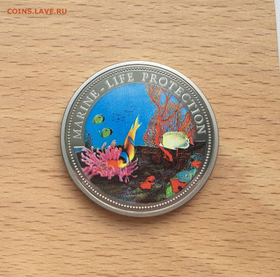 Крона Шайба Палау 1$ доллар 1994 Русалка с ракушкой корабль - IMG_6226.JPG