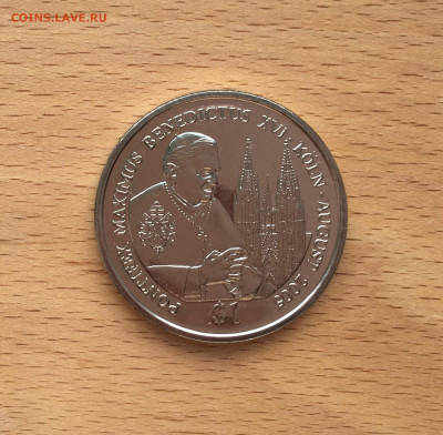 Крона Шайба Сьерра-Леоне 1 доллар 2005 Папа Римский Бенедикт - IMG_5985.JPG