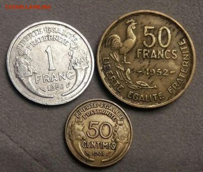 Лот монет Франции (3шт) 1931,50,52.  До 02.06.21 в 22.15 МСК - 2021-05-30 21.56.09