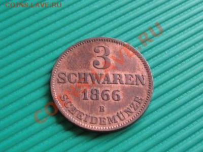 Германия Ольденбург. 3 Шварена. 1866 год. XF+ - Изображение 012