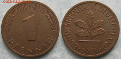 Ходячка ФРГ 1 и 10 пфеннигов - 51.8. -ФРГ 1 пфенниг 1981 F    7196