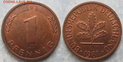 Ходячка ФРГ 1 и 10 пфеннигов - 51.9. -ФРГ 1 пфенниг 1981 G    175-к16-11283