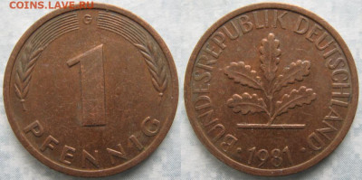 Ходячка ФРГ 1 и 10 пфеннигов - 51.10. -ФРГ 1 пфенниг 1981 G    7225