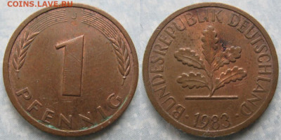 Ходячка ФРГ 1 и 10 пфеннигов - 51.12. -ФРГ 1 пфенниг 1983 J    180-ас57-6641