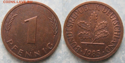 Ходячка ФРГ 1 и 10 пфеннигов - 51.15. -ФРГ 1 пфенниг 1985 J    175-к16-11293