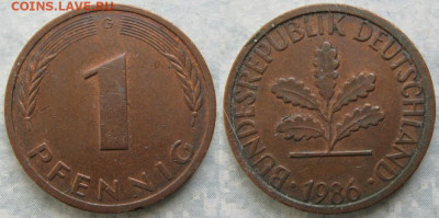 Ходячка ФРГ 1 и 10 пфеннигов - 51.16. -ФРГ 1 пфенниг 1986 G    7566