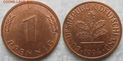 Ходячка ФРГ 1 и 10 пфеннигов - 51.35. -ФРГ 1 пфенниг 1994 J    7231