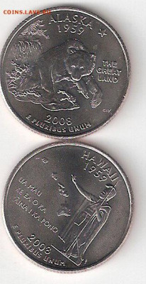 США: Квотеры-штаты АЛЯСКА D + ГАВАЙИ D, UNC - Al%2BGavayi A