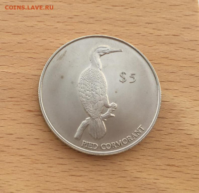 Крона Шайба Новая Зеландия 5$ долларов 2000 Баклан птица - krona_shajba_novaja_zelandija_5_dollarov_2000_baklan_unc_ptica_fauna_redkaja (2)