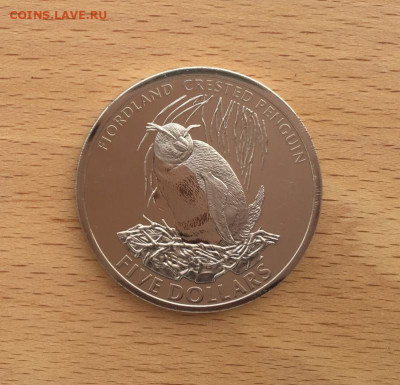 Крона Шайба Новая Зеландия 5$ долларов 2005 Пингвин - krona_shajba_novaja_zelandija_5_dollarov_2005_tolstokljuvyj_pingvin_unc_ptica_fauna_tirazh_4000_redkaja (2)