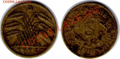 >L< Германия 5 рейхпфен 1924 D до 24.10.11 21:00 - 5_24D