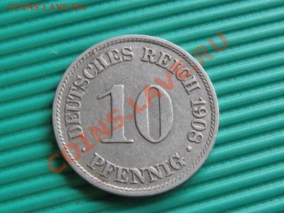 Германия. 10 пфенингов. 1908 год - Изображение 037