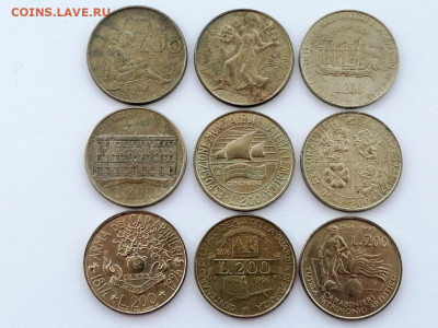 лот юбилейки Италии 200 лир 7 монет до 10.06.2021г - 1