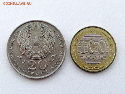 лот юбилейки Казахстана 20т и 100т 2 монеты до 10.06.2021г - 2