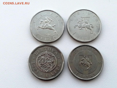 лот юбилейки Литвы 1 лит 4 монеты до 10.06.2021г - 2