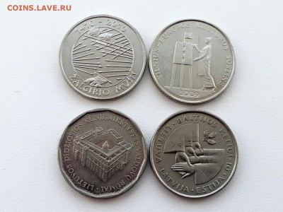 лот юбилейки Литвы 1 лит 4 монеты до 10.06.2021г - 1