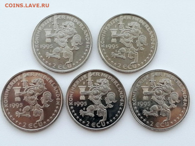 лот юбилейки Нидерланды 2 экю 5 монет до 10.06.2021г - 2