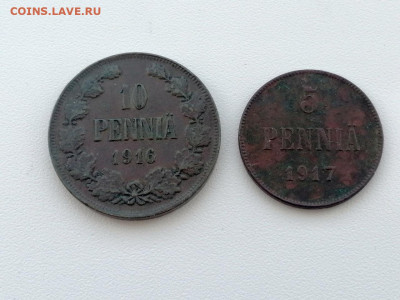 Финляндия 5 пенни 1917 и 10 пенни 1916 до 10.06.2021г - 4
