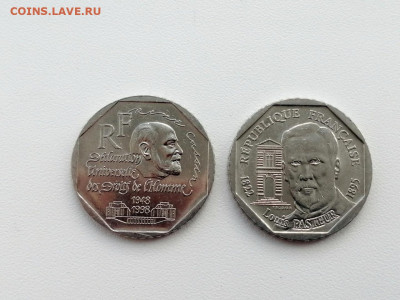 лот юбилейки Франции 2 франка 2 монеты до 10.06.2021г - 1