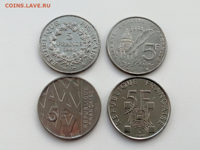 лот юбилейки Франции 5 франка 4 монеты до 10.06.2021г - 2