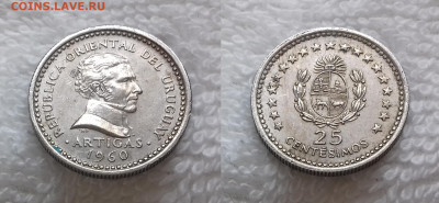Монеты мира по фиксированной цене - УРУГВАЙ 25 сентесимо 1960 20190205_1343