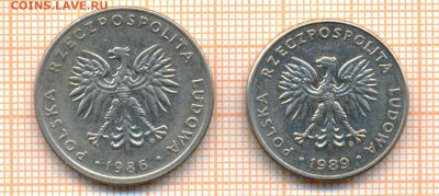 Польша 20 злотых 1986, 1989 г., фикс - Польша 20 зл 4 мон 3077а
