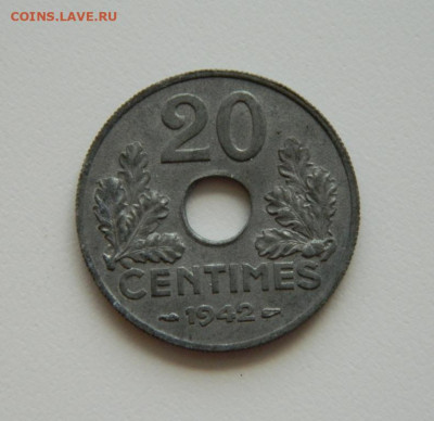 Франция 20 сантим 1942 г. (цинк) до 15.06.21 - DSCN9560.JPG