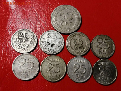 25 эре 1927-58гг Швеция 7шт.+2 шт.бонус до 22.00 15.06.2021г - NjHsqpU