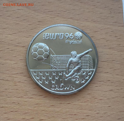 Крона Шайба Гибралтар 1 крона 1996 Чемпионат Европы футбол - krona_shajba_gibraltar_1_krona_1996_chempionat_evropy_po_futbolu_sport