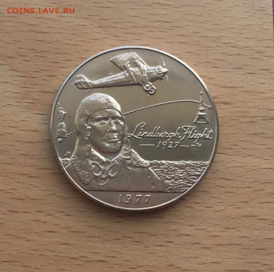Крона Шайба Самоа 1 тала 1977 50 лет первому перелёту - krona_shajba_samoa_1_tala_1977_50_let_pervomu_pereletu_cherez_atlanticheskij_okean_samolet