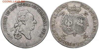 1 Талер 1780 Курляндия и Семигалия-Петр Бирон - 3356