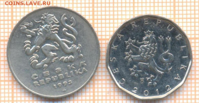 Чехия 5кр1993, 2кр2012 г., до 17.06.2021 г. 22.00 по Москве - Чехия 2 монеты 2797