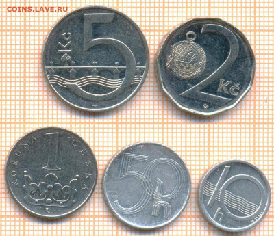 Чехия 5 монет, до 17.06.2021 г. 22.00 по Москве - Чехия 5 монет 2798а