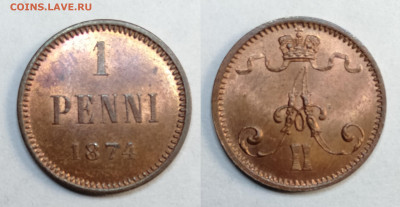 1 пенни 1874 UNC  до 18.06.2021 - 1874