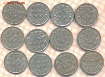 Португалия 2,5 эскудо, фикс - Португалия 2 с пол эскудо 12 шт 2956а