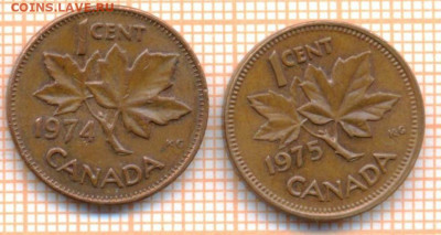 Канада 1 цент 1974, 1975 г, до 21.06.2021 г. 22.00 по Москв - Канада 1 цент 1974, 1975 2936