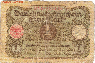 ГЕРМАНИЯ 1 марка 1920 г. до 25.06.21 г. в 23.00 - 035
