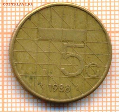 Нидерланды 5 гульденов 1988 г., до 26.06.2021 г. 22.00 по Мо - Нидерланды 5 гульденов 1988 3118