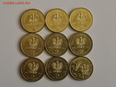 Польша 2 злотых 2004г (к-кт 9шт), до 26.06 - Польша 04г 9шт-2